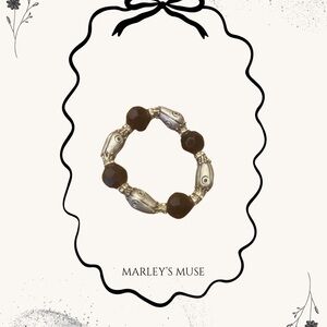 Silver and Black Beaded Bracelet